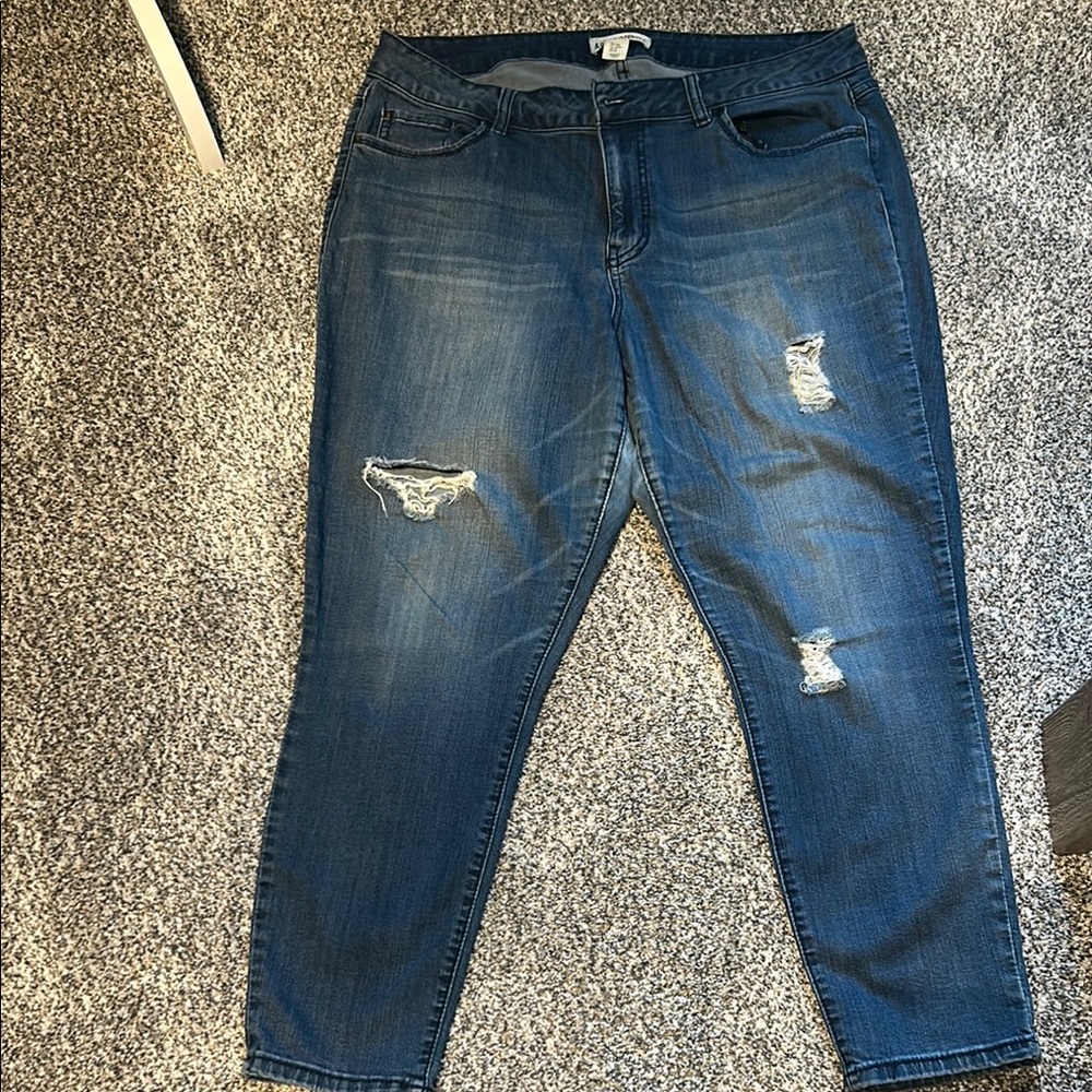 Artisan Ny Blue Skinny Jeans with Distressed Details